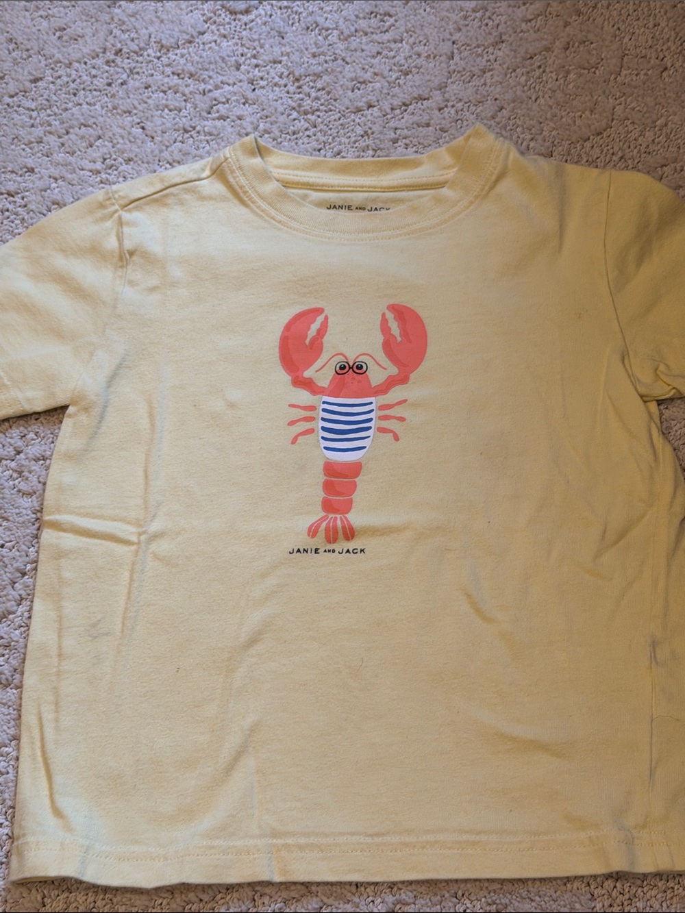 Janie and Jack Yellow Lobster Graphic Kids Tee size